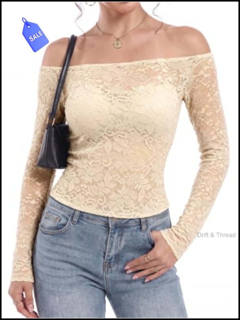 Off Shoulder Long Sleeve Lace Top Y2K Going Out